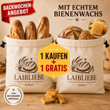Carica l'immagine nel visualizzatore di Gallery, LaibLiebe – natürlicher Brotbeutel aus echtem Bienenwachs | Waschbar & natürliche Aufbewahrung