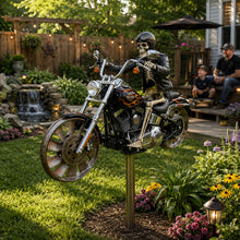 Lade das Bild in den Galerie-Viewer, Flammenreiter – Chopper-Windrad aus Edelstahl Handgemacht 85 cm