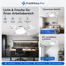 Carica l'immagine nel visualizzatore di Gallery, FreiKlima Pro Klimaventilator 2in1 – 4-Flügel einklappbarer Deckenventilator mit Kühlfunktion, Licht & Fernbedienung