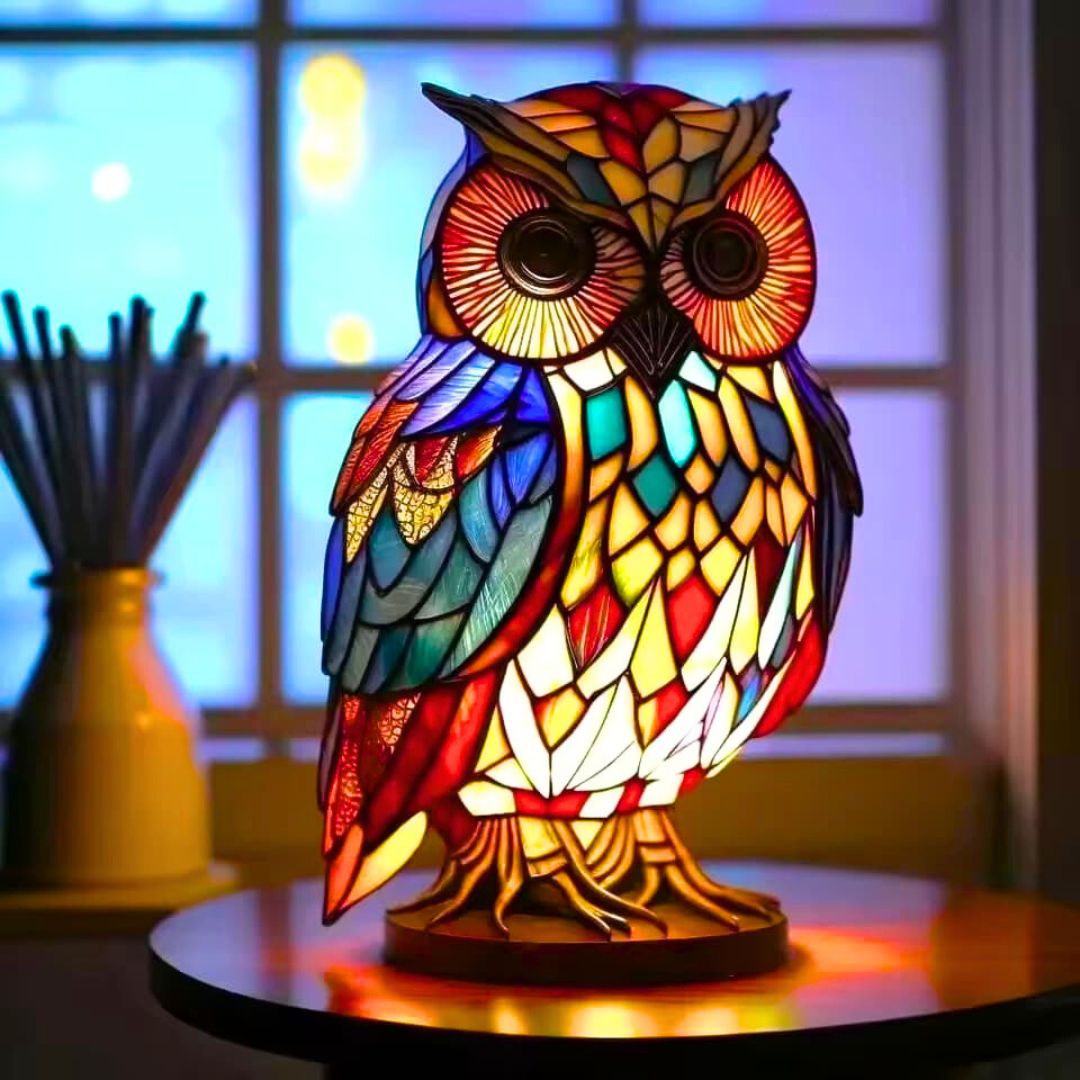 LeuchtEule - handgefertigte Lampe, die Herzen erstrahlen lässt