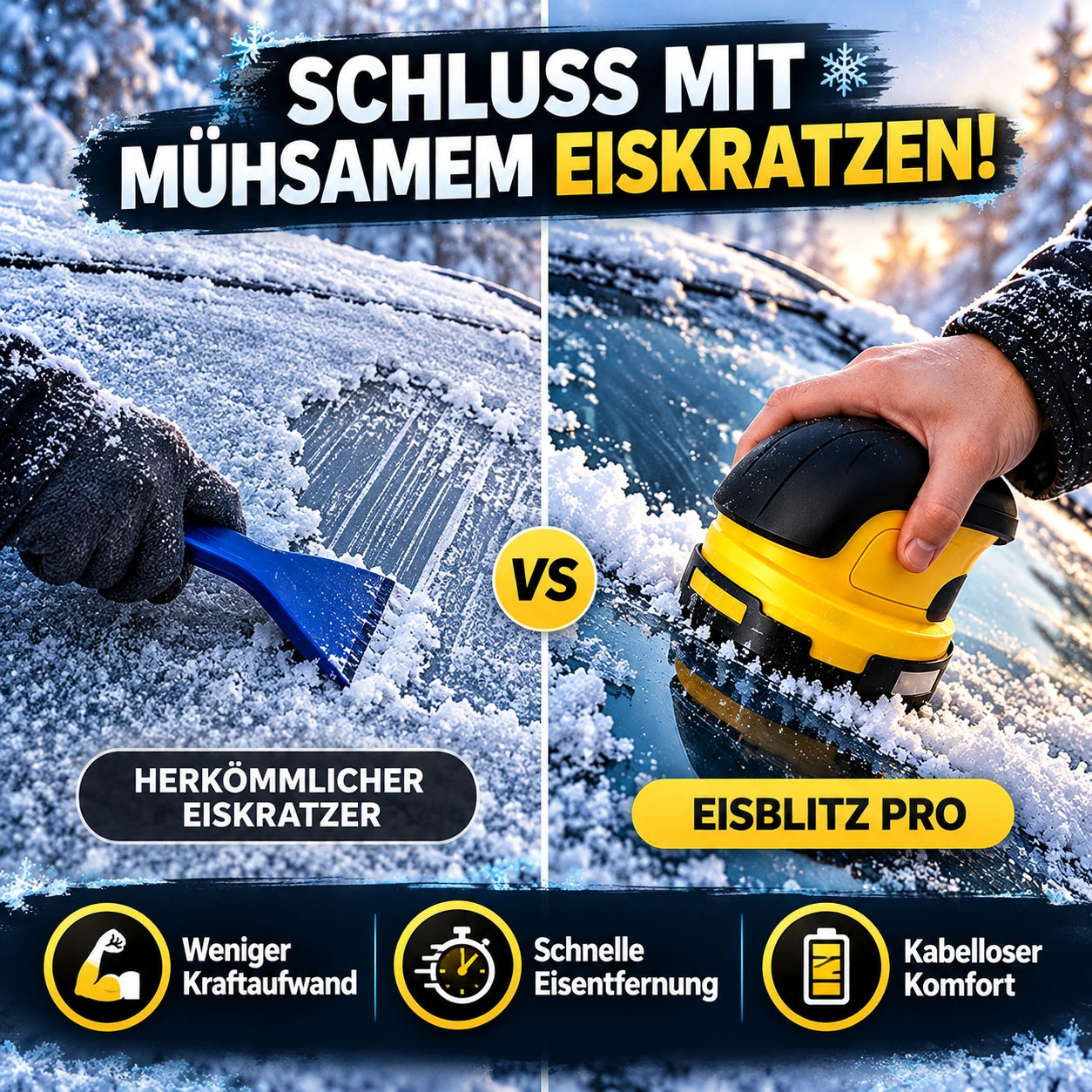 EisBlitz Pro – elektrischer Akku-Eiskratzer