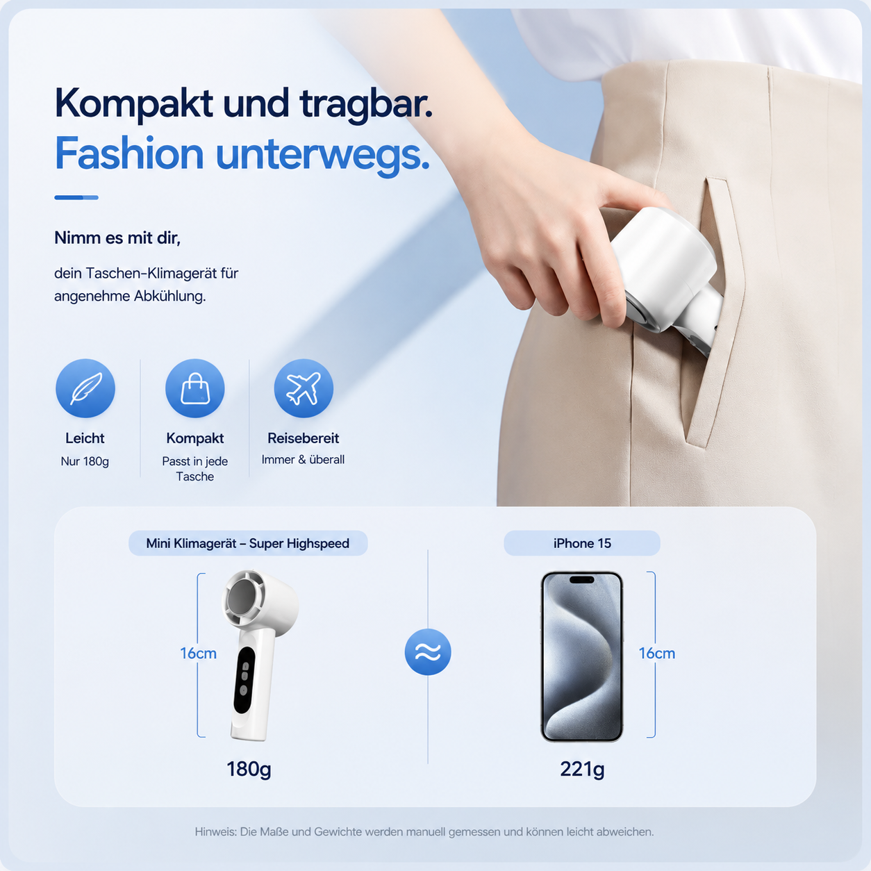 EisLuft Pro™ - Persönlicher Ventilator mit aktiver Sofortkühlung — 199 Stufen, ein Knopfdruck, sofort spürbar kühler.