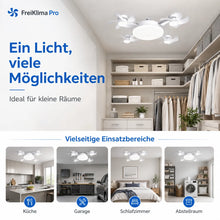 Carica l'immagine nel visualizzatore di Gallery, FreiKlima Pro Klimaventilator 2in1 – 4-Flügel einklappbarer Deckenventilator mit Kühlfunktion, Licht &amp; Fernbedienung
