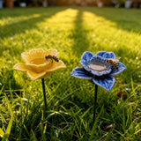 Abbeveratoi per api fatti a mano a forma di fiore – Ceramica resistente alle intemperie, set (2)
