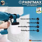 PaintMax - Spruzzatore di vernice senza fili ad alta pressione per una verniciatura rapida, efficiente e uniforme