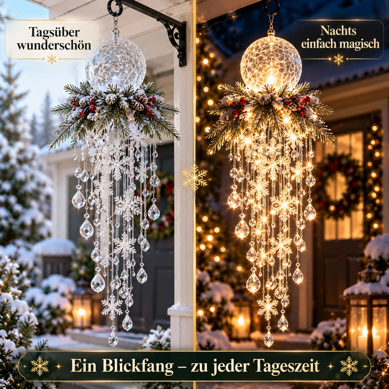 Kristall-Kaskade Winterglanz - LED-Weihnachtslicht für deinen leeren Sommer-Haken