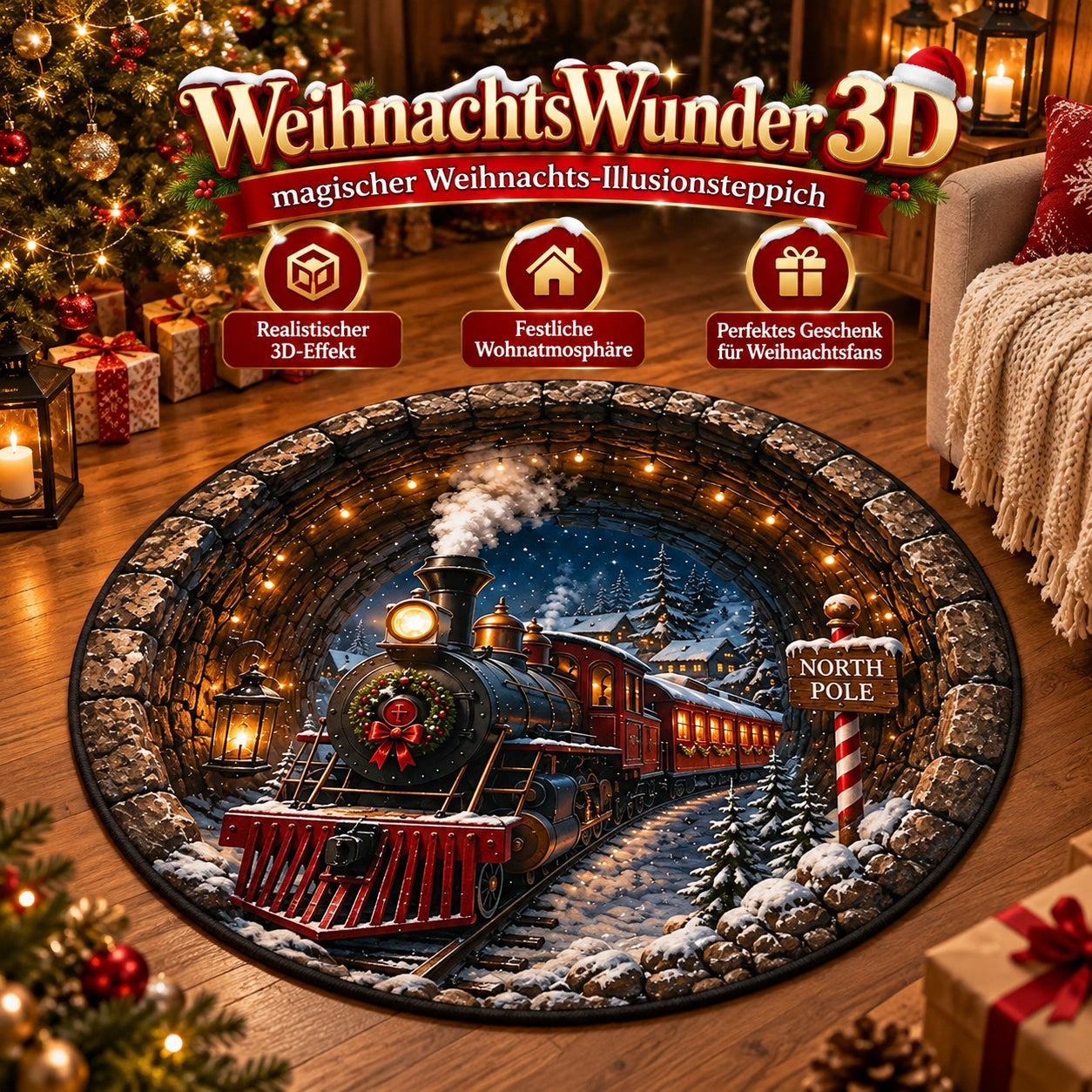 WeihnachtsWunder 3D – magischer Weihnachts-Illusionsteppich