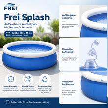 Lade das Bild in den Galerie-Viewer, Frei Splash – Aufblasbarer Aufstellpool für Garten &amp; Terrasse
