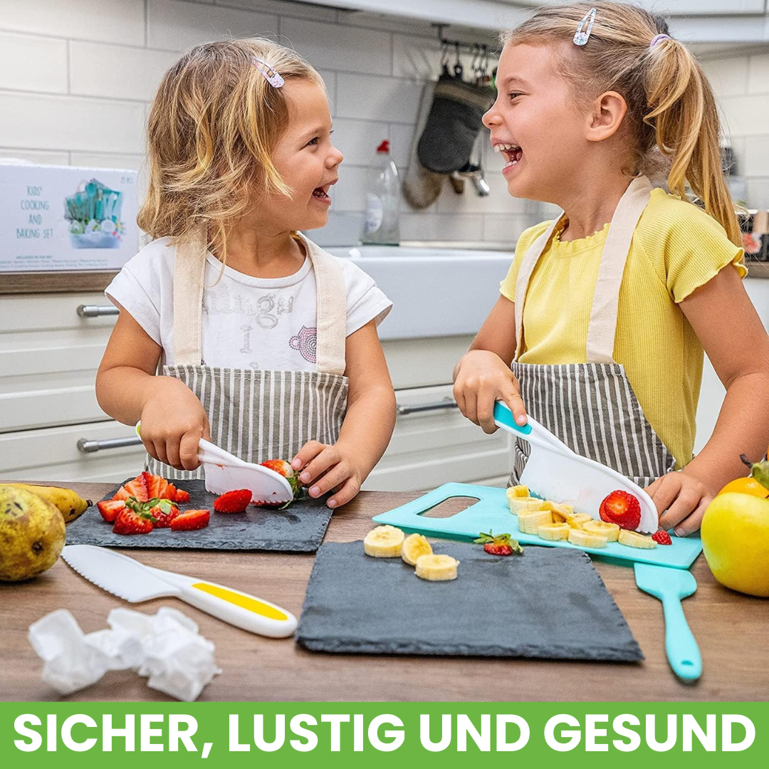 Kindersicheres Bio-Küchenset nach Montessori inkl. 2x GRATIS Kinder-Schneidebrett